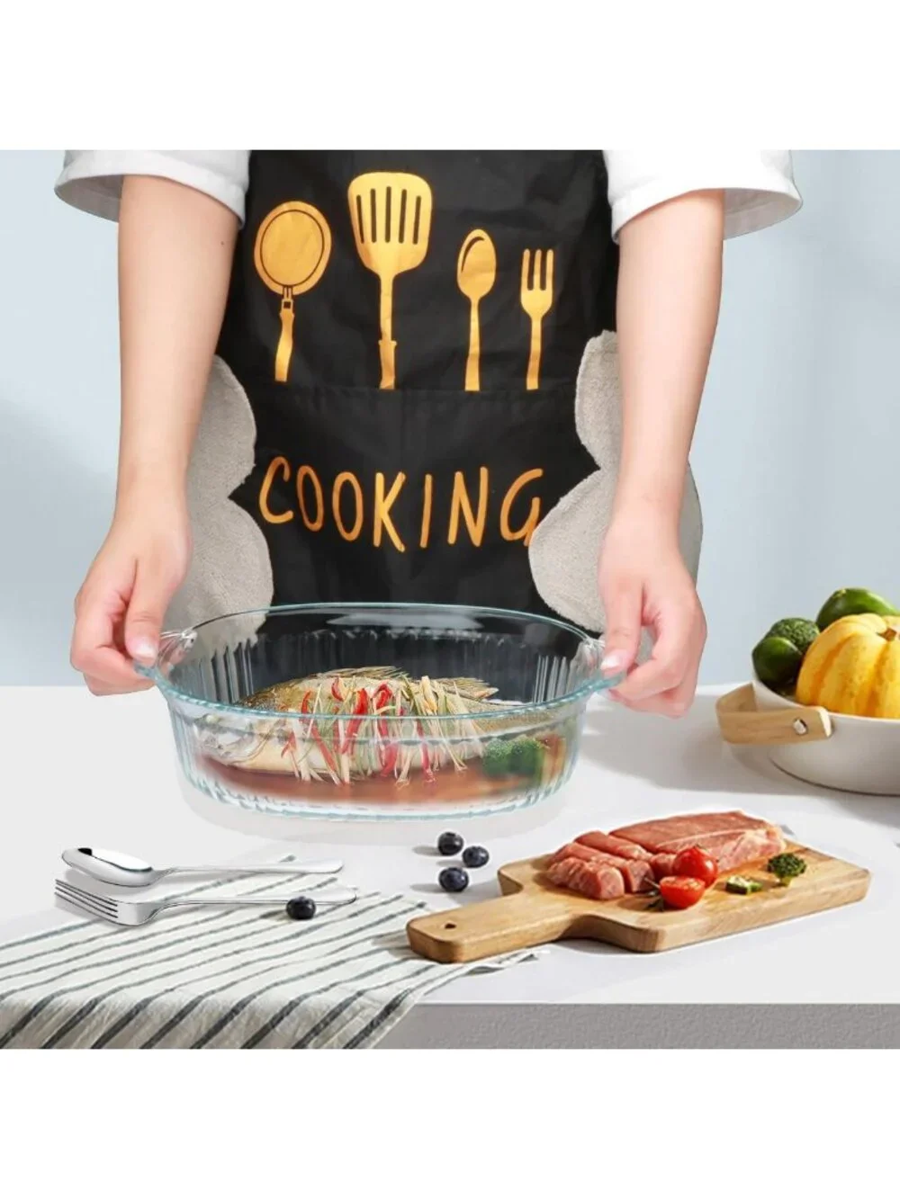 2 Pack Ribbed Glass Casserole Dishes with Lids - Perfect for Lasagna & Leftovers